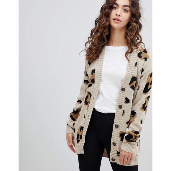 ASOS Sweaters - Daisy Street ASOS boyfriend leopard cardigan